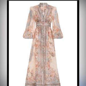 Zimmermann Floral Maxi Dress in Blue and Cream